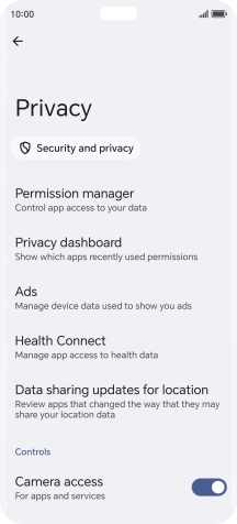 Press Privacy dashboard.