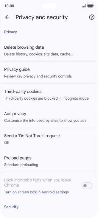 Press Delete browsing data.