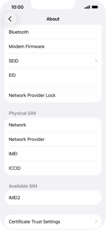 Your phone's EID number is displayed below EID.