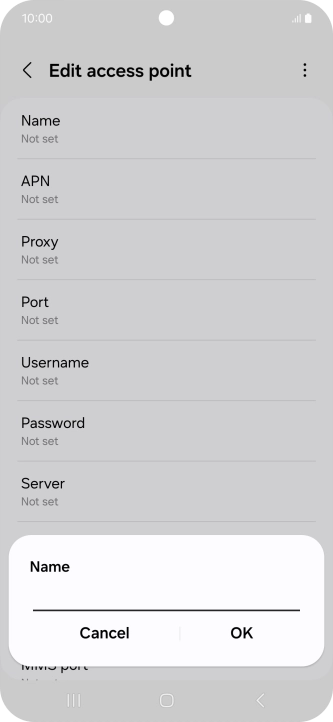 Key in Vodafone Internet and press OK. Key in Vodafone Internet and press OK.