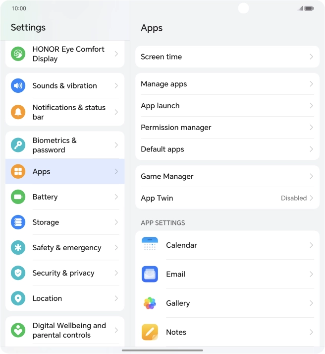 Press Manage apps.
