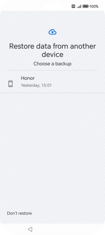 Press the required backup and your phone restores the content of the selected backup. Subsequently, follow the instructions on the screen to set up your phone and prepare it for use. Press the required backup and your phone restores the content of the selected backup. Subsequently, follow the instructions on the screen to set up your phone and prepare it for use.