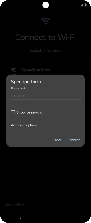 Key in the password for the Wi-Fi network and press Connect.