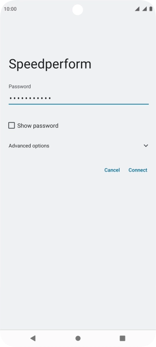 Key in the password for the Wi-Fi network and press Connect. Key in the password for the Wi-Fi network and press Connect.