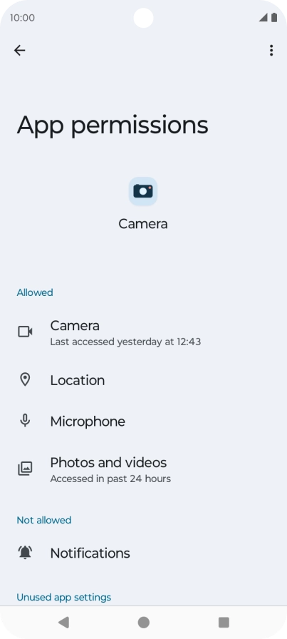 The app activity for the selected app is displayed. The app activity for the selected app is displayed.