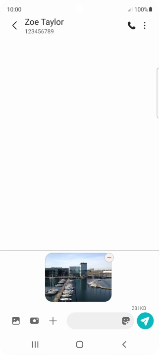 Press the text input field and write the text for your picture message. Press the text input field and write the text for your picture message.