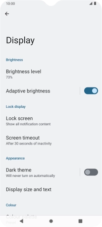 Press Brightness level. Press Brightness level.