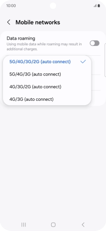 Press the required network mode. Press the required network mode.