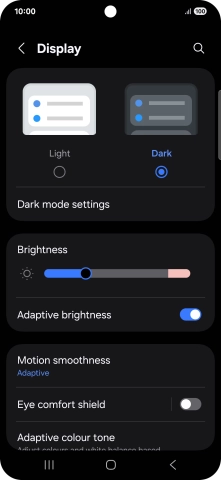 Press Dark mode settings. Press Dark mode settings.