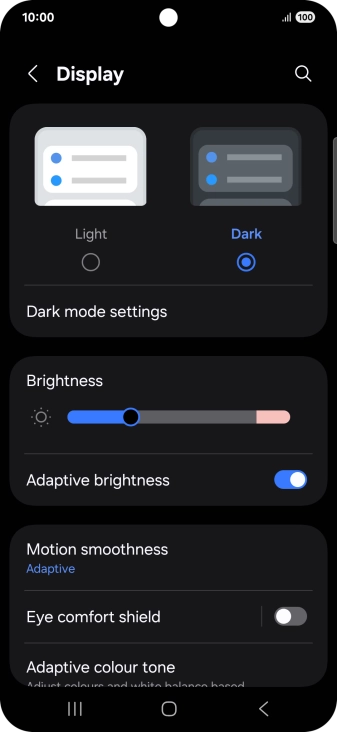 Press Dark mode settings. Press Dark mode settings.