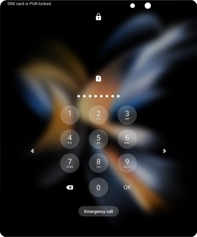 Key in the PUK and press OK.