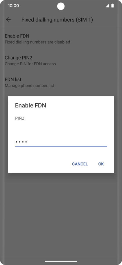 Key in your PIN2 and press OK. The default PIN2 is 1111.