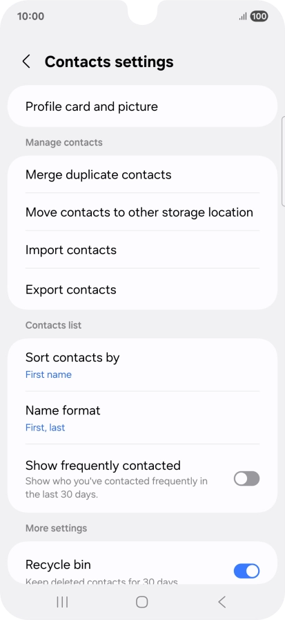 Press Merge duplicate contacts. Press Merge duplicate contacts.
