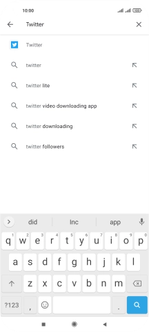 Key in Twitter and press the search icon. Key in Twitter and press the search icon.