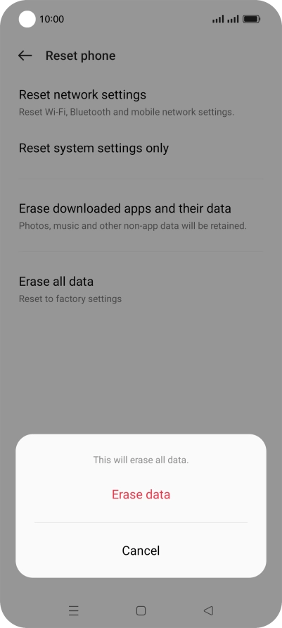 Press Erase data.