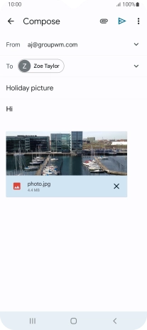 Press the send icon when you've finished your email message. Press the send icon when you've finished your email message.