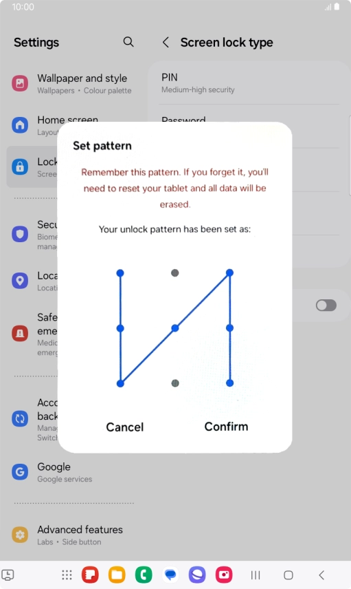Repeat the selected lock code and press Confirm. Repeat the selected lock code and press Confirm.