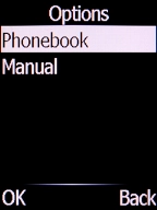 Select Phonebook and press the Left selection key. Select Phonebook and press the Left selection key.