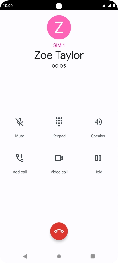 Press the end call icon. Press the end call icon.