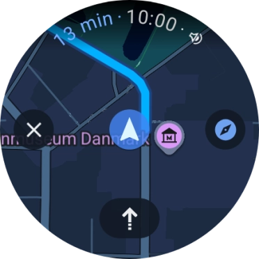 Press the route description icon to return to the directions. Press the route description icon to return to the directions.