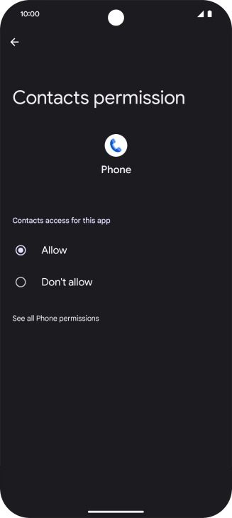 Press the required setting.
