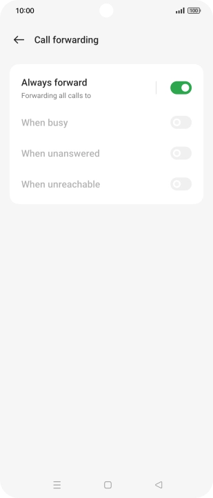 Press the indicator next to the required divert type. Press the indicator next to the required divert type.