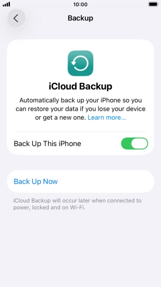 Press Back Up Now and wait while the phone memory is backed up.