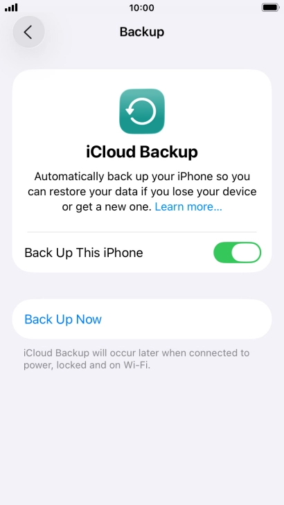Press Back Up Now and wait while the phone memory is backed up.