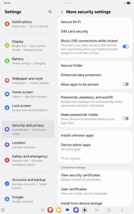 Press SIM card security. Press SIM card security.