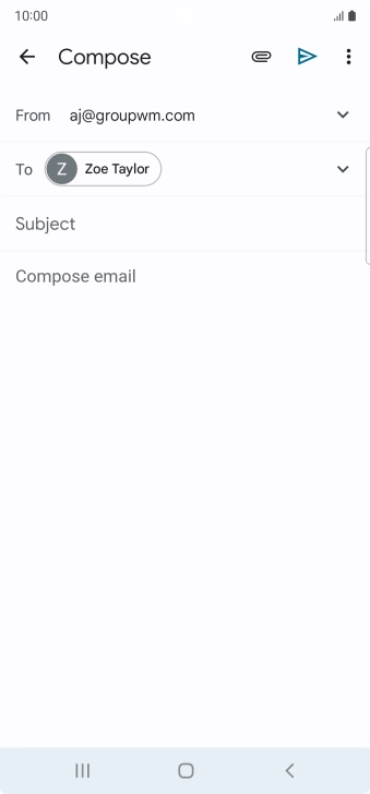 Press Subject and key in the subject for the email message.