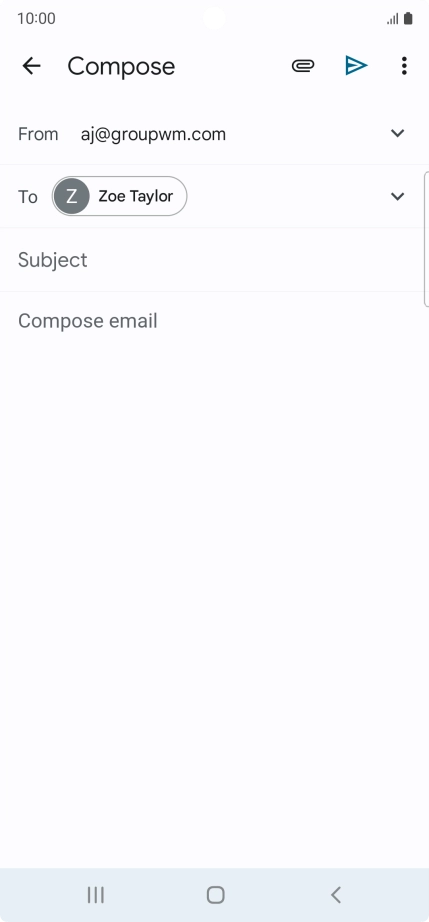 Press Subject and key in the subject for the email message.