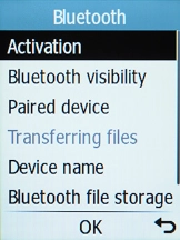 Select Bluetooth visibility. Select Bluetooth visibility.