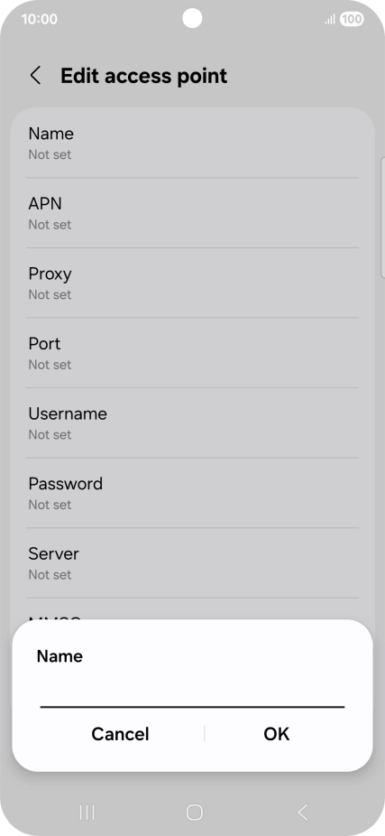 Key in Vodafone Internet and press OK. Key in Vodafone Internet and press OK.