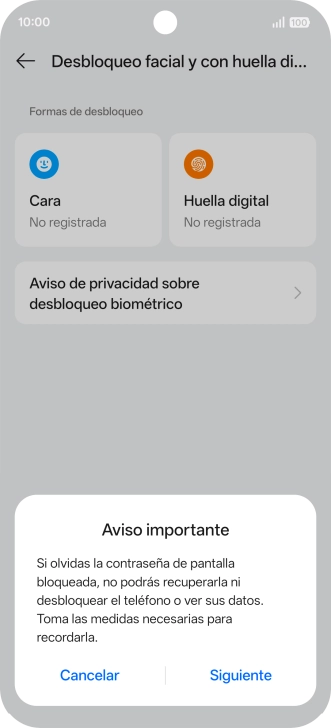 Pulsa Siguiente y sigue las indicaciones de la pantalla para crear un código de seguridad del teléfono adicional. Pulsa Siguiente y sigue las indicaciones de la pantalla para crear un código de seguridad del teléfono adicional.