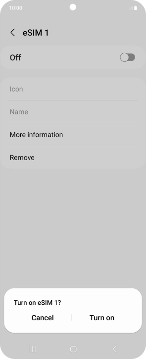 If you turn on use of the price plan, press Turn on. If you turn on use of the price plan, press Turn on.