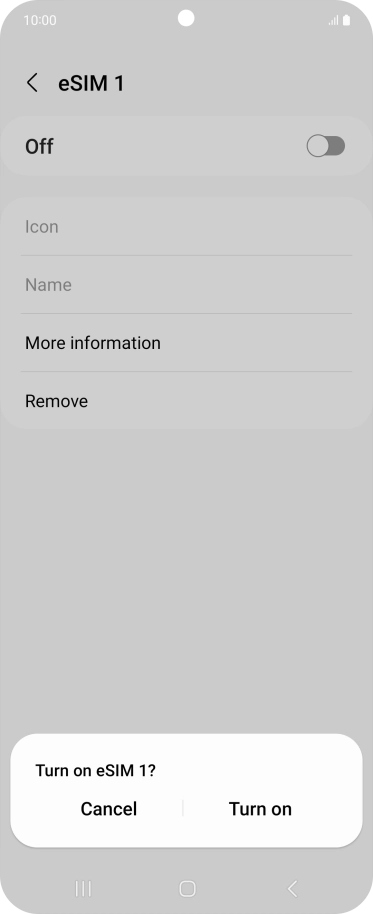 If you turn on use of the price plan, press Turn on. If you turn on use of the price plan, press Turn on.