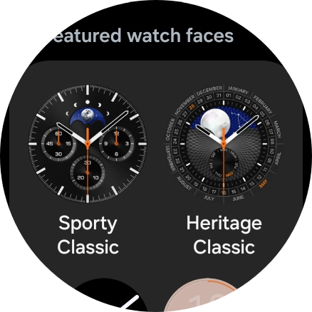 Slide your finger up or down to see the available watch faces. Slide your finger up or down to see the available watch faces.