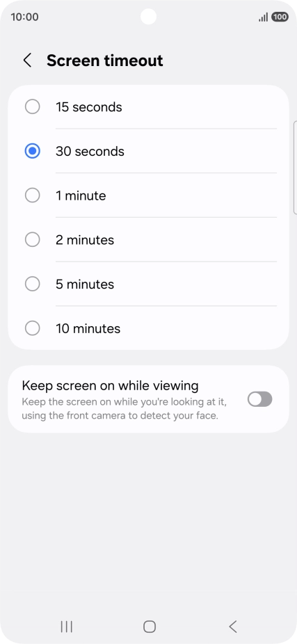 Press the required setting. Press the required setting.