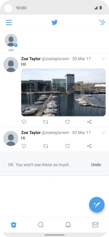 Press the new tweet icon. Press the new tweet icon.