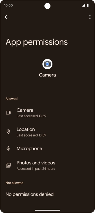 The app activity for the selected app is displayed.