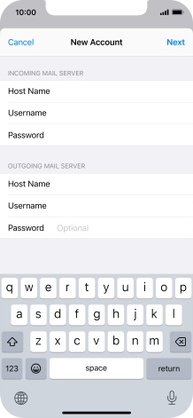 Press Password and key in the password for your email account. Press Password and key in the password for your email account.