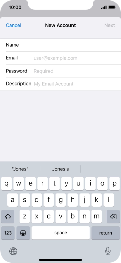Press Email and key in your email address.