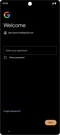 Press Enter your password and key in the password for your Google account.