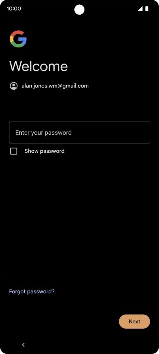 Press Enter your password and key in the password for your Google account.