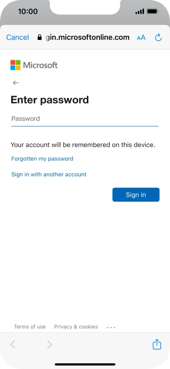 Press Password and key in the password for your email account. Press Password and key in the password for your email account.