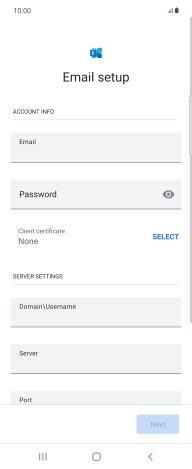 Press Password and key in the password for your email account. Press Password and key in the password for your email account.