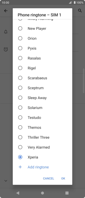 Press the required ring tone to select it. Press the required ring tone to select it.
