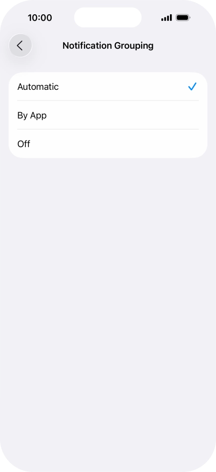 Press the required setting.