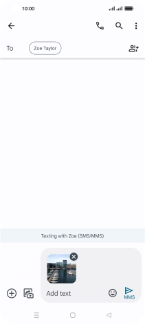 Press the text input field and write the text for your picture message. Press the text input field and write the text for your picture message.