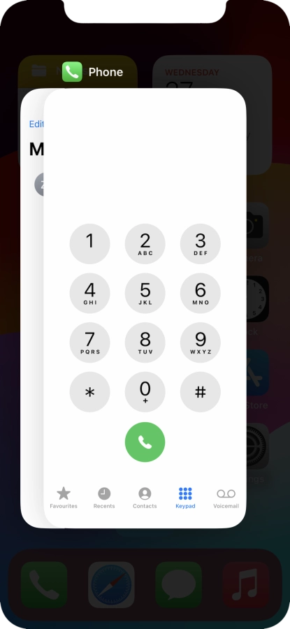 Slide upwards on the required application to end it. Slide upwards on the required application to end it.